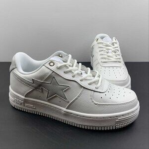 NWT Bape Sta Low Unisex White And Gray Unisex Shoes
